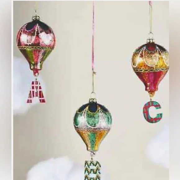 Anthropologie Hotair Balloon Glass Monogram Ornament Letter N - Picture 2 of 4